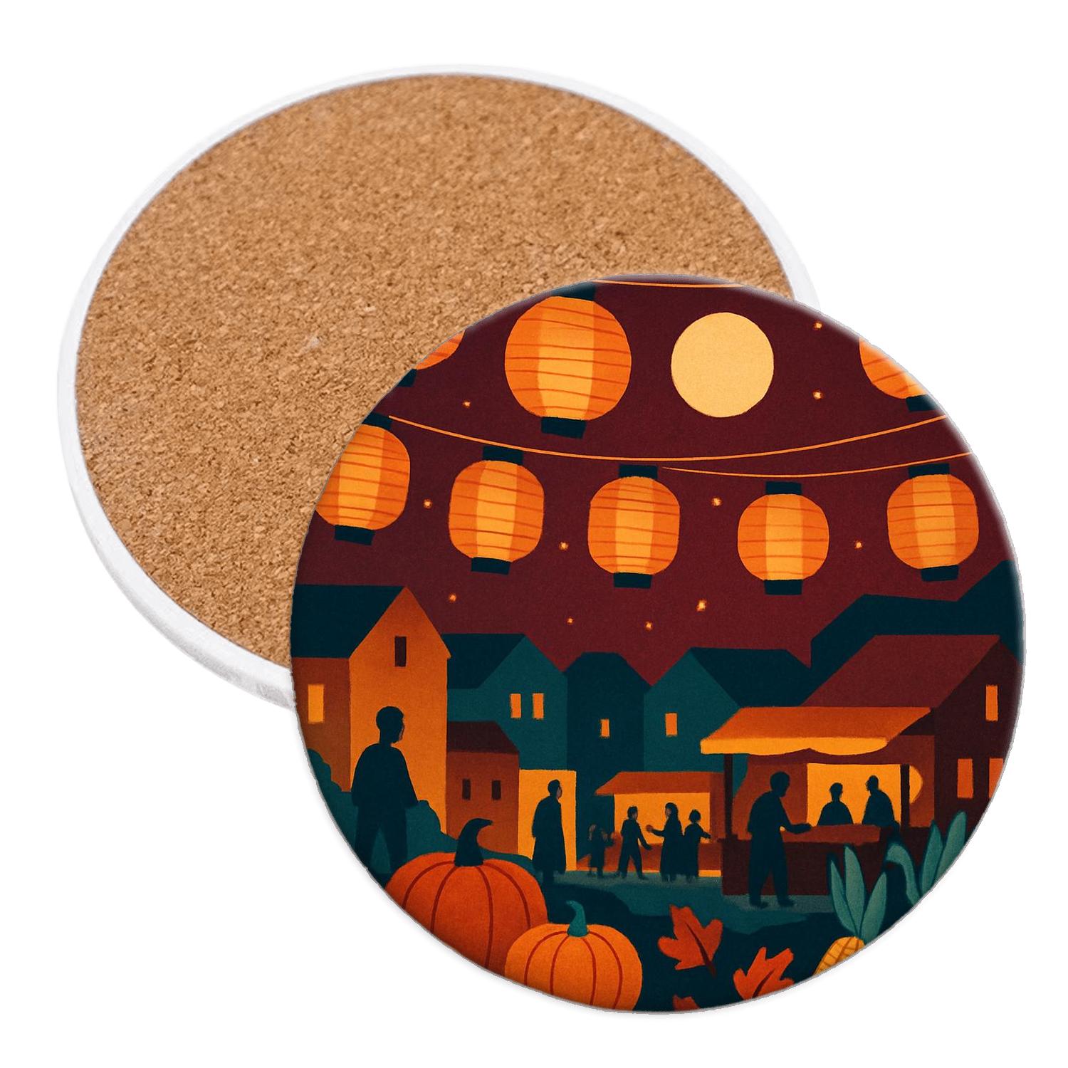 Harvest Moon Lanterns wooden table coasters