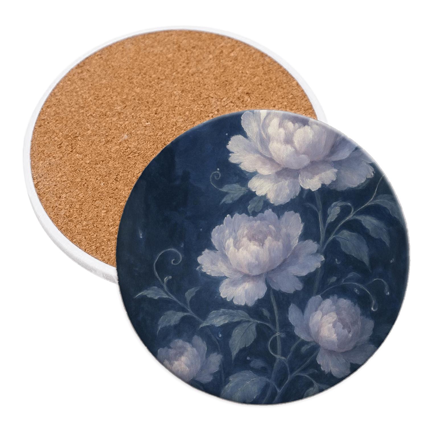 Moonlit Peony Cascade stone coaster collections