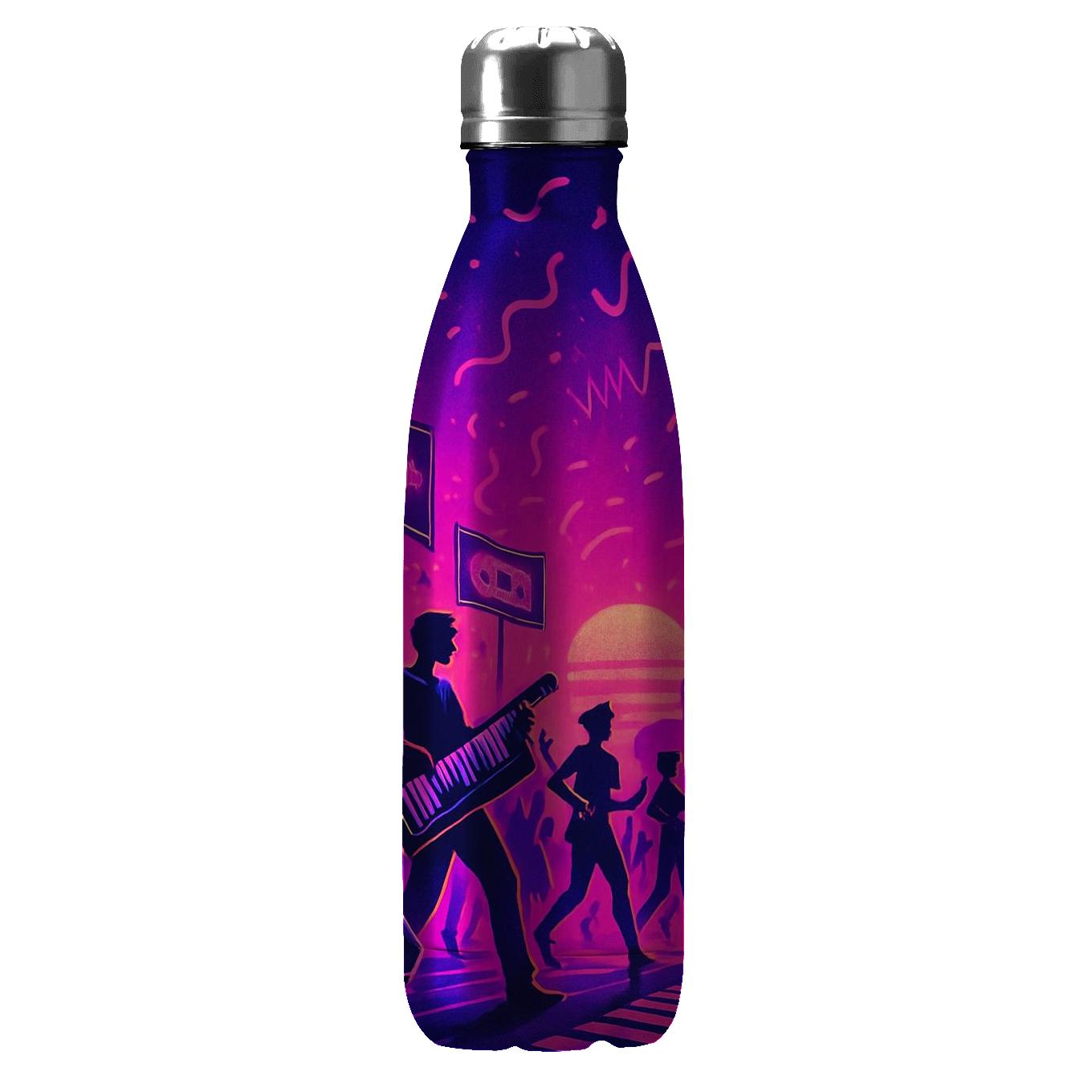 Neon Synthwave Parade unique water bottles