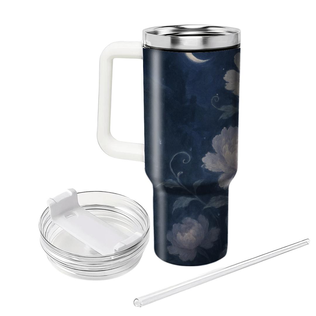 Moonlit Peony Cascade personalized tumblers