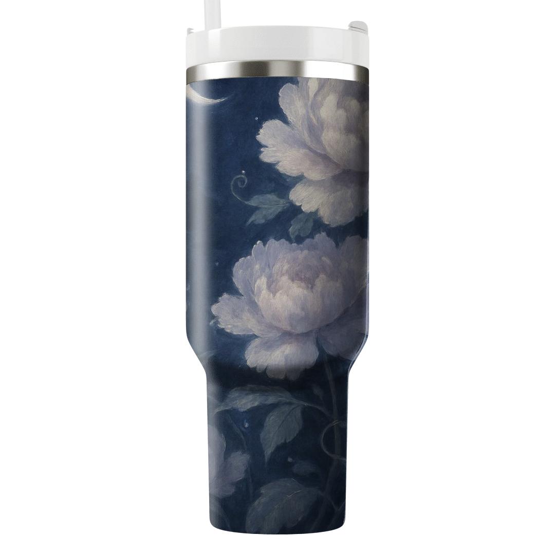 Moonlit Peony Cascade personalized tumblers