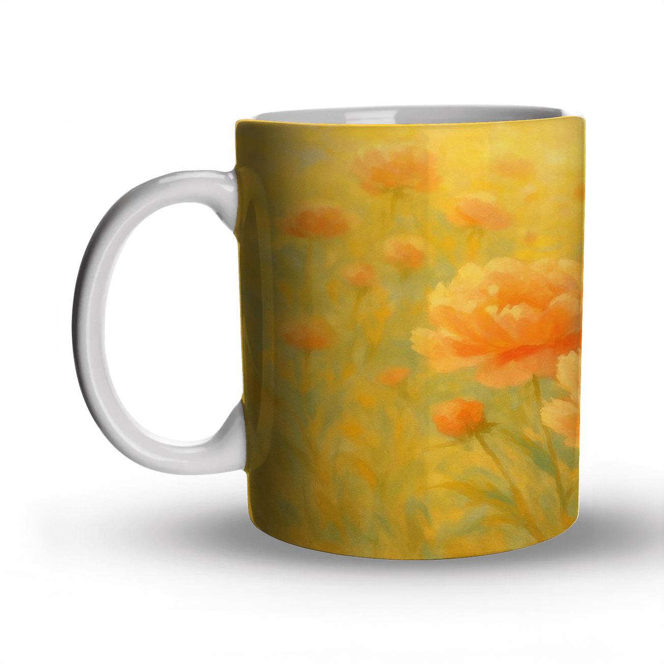 Peony Sunlit Meadow ceramic coffee mugs