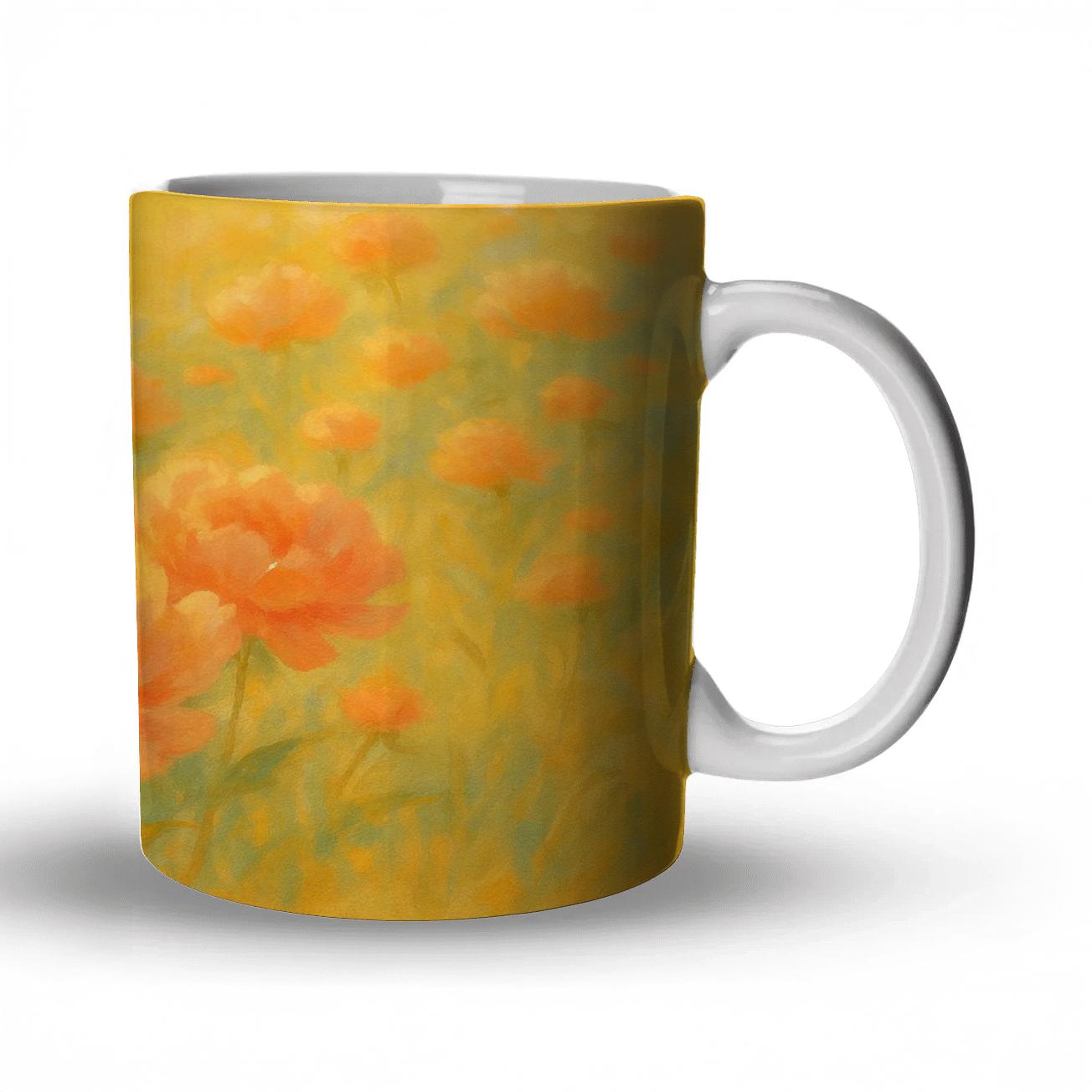 Peony Sunlit Meadow ceramic coffee mugs