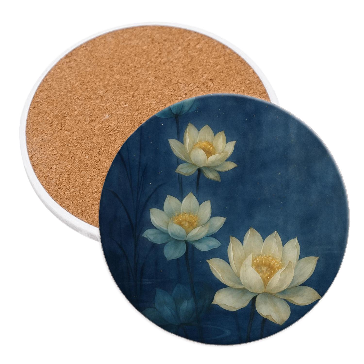 Midnight Lotus Cascade personalized drink coasters