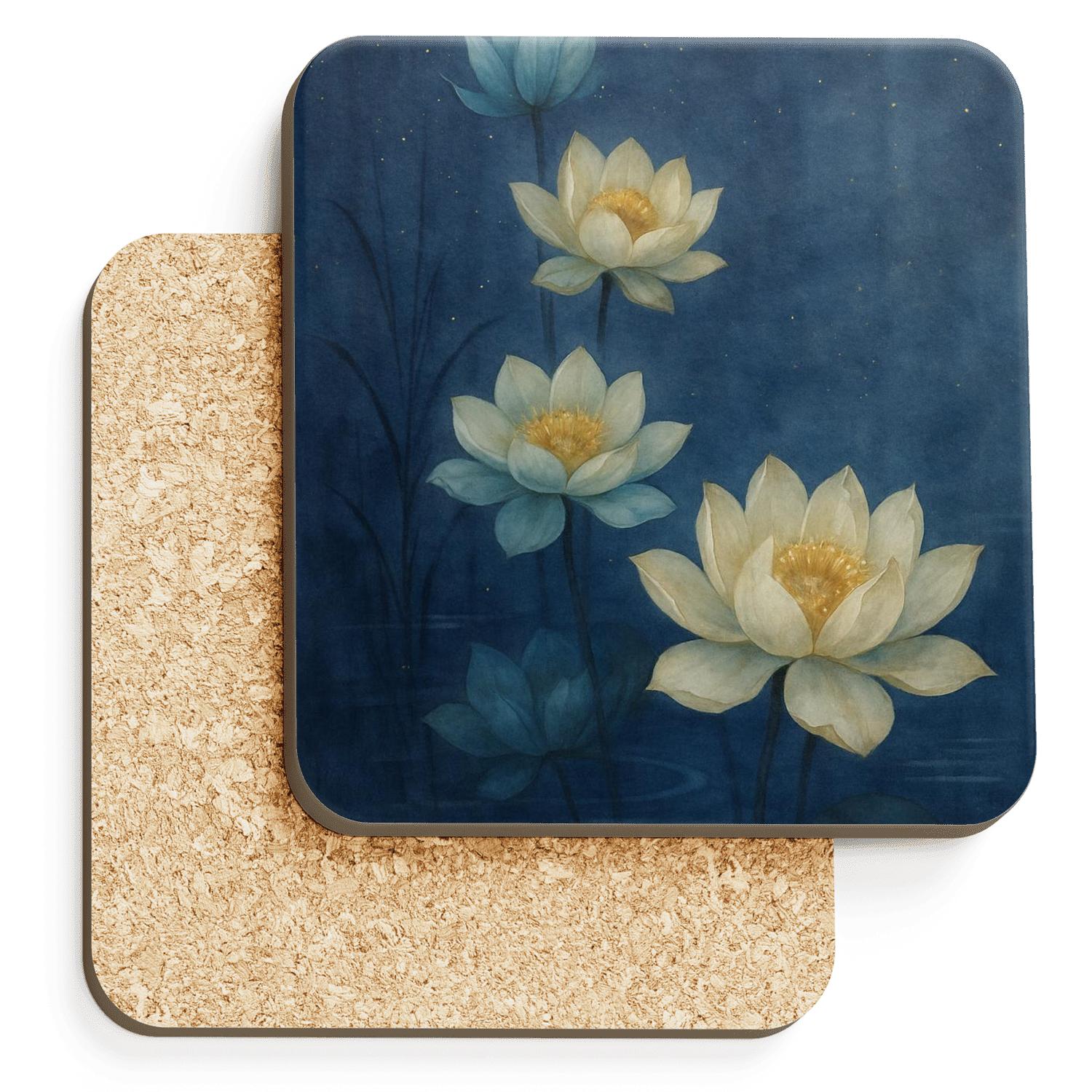 Midnight Lotus Cascade custom engraved coasters