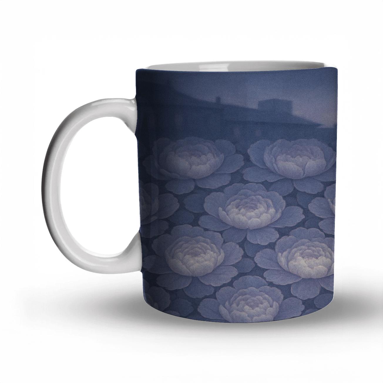 Moonlit Peony Mosaic insulated thermal mugs