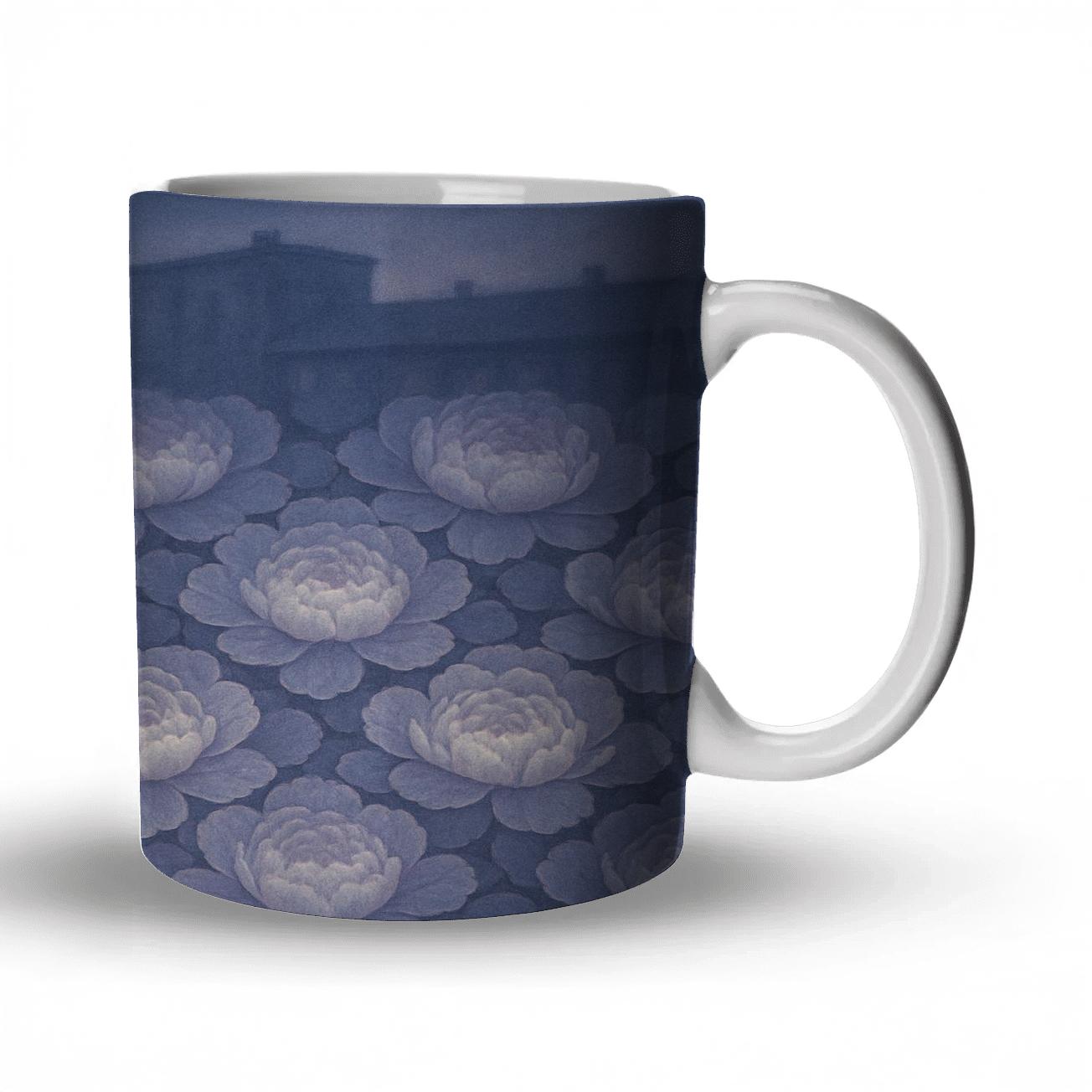 Moonlit Peony Mosaic insulated thermal mugs
