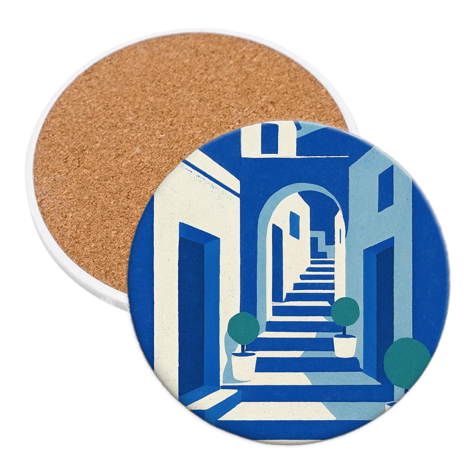Chefchaouen Blue Alleyways Morocco decorative beverage coasters
