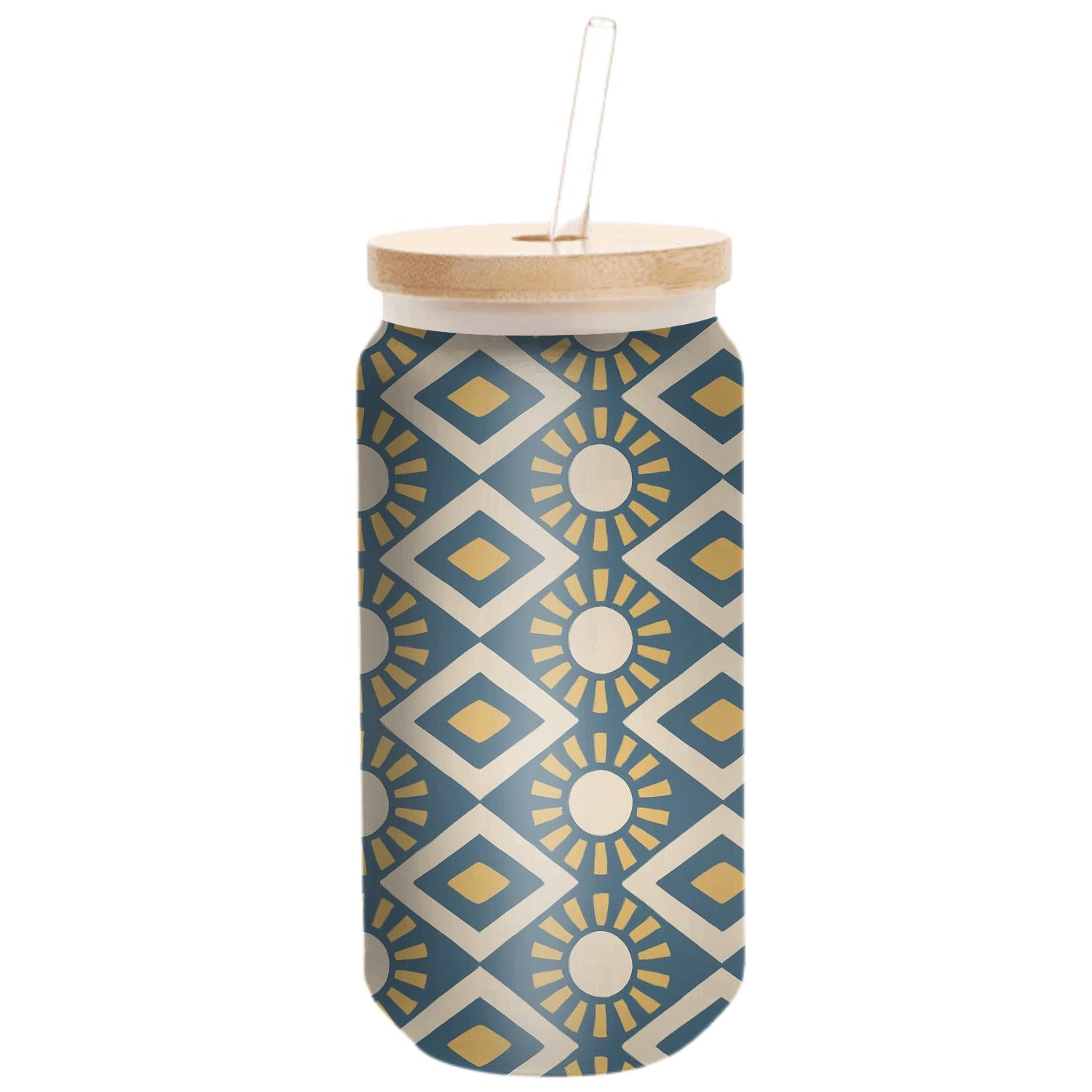 Linear Sunburst Mosaic handcrafted glassware drinkware