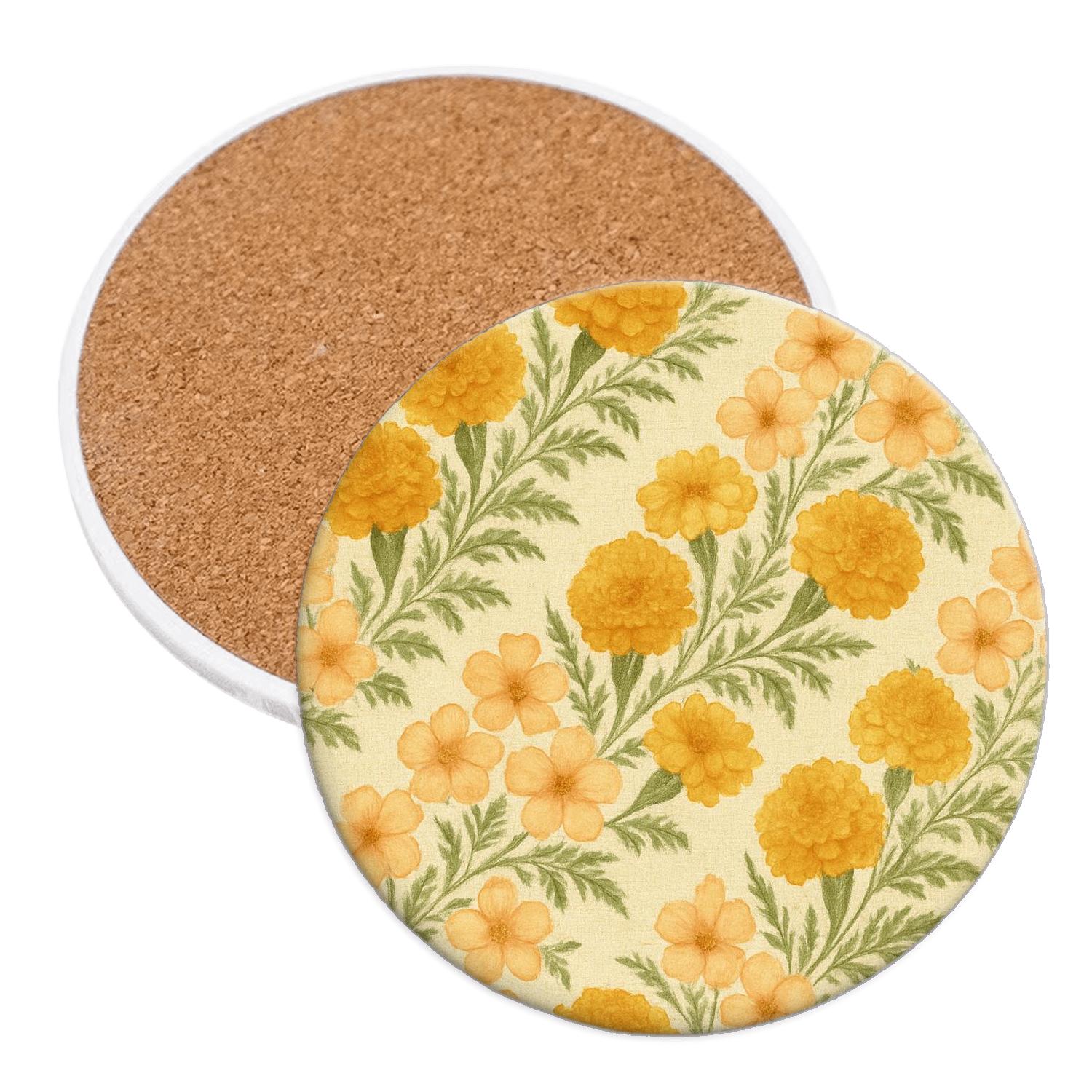 Sunrise Marigold Tapestry coasters for home decor