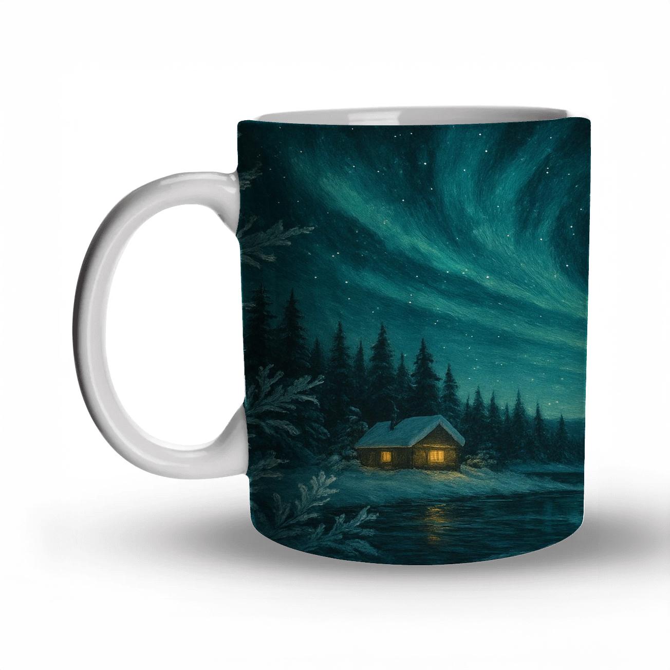 Midnight Aurora Winter Tapestry novelty coffee mugs