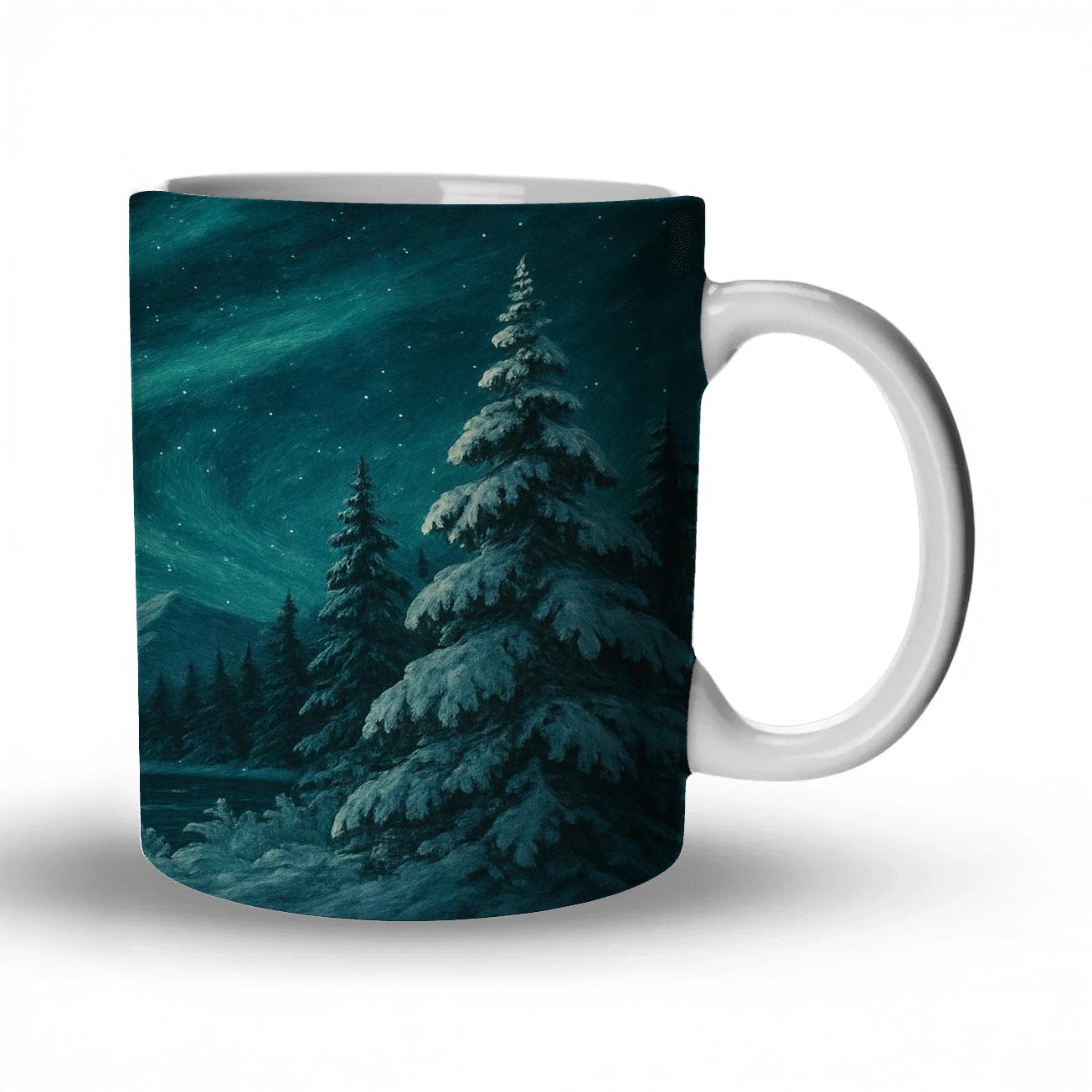 Midnight Aurora Winter Tapestry novelty coffee mugs