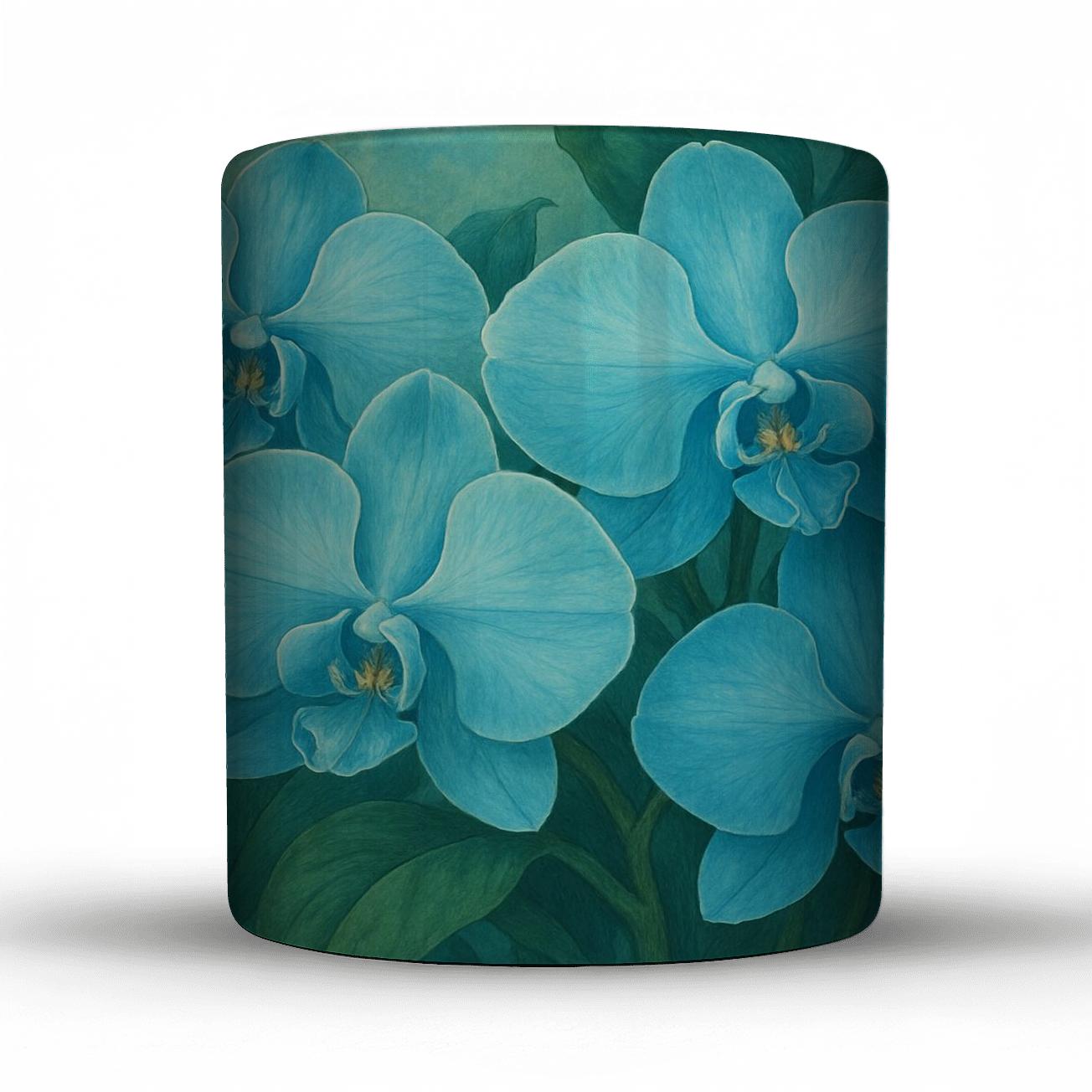 Cerulean Orchid Harmony ceramic coffee mugs