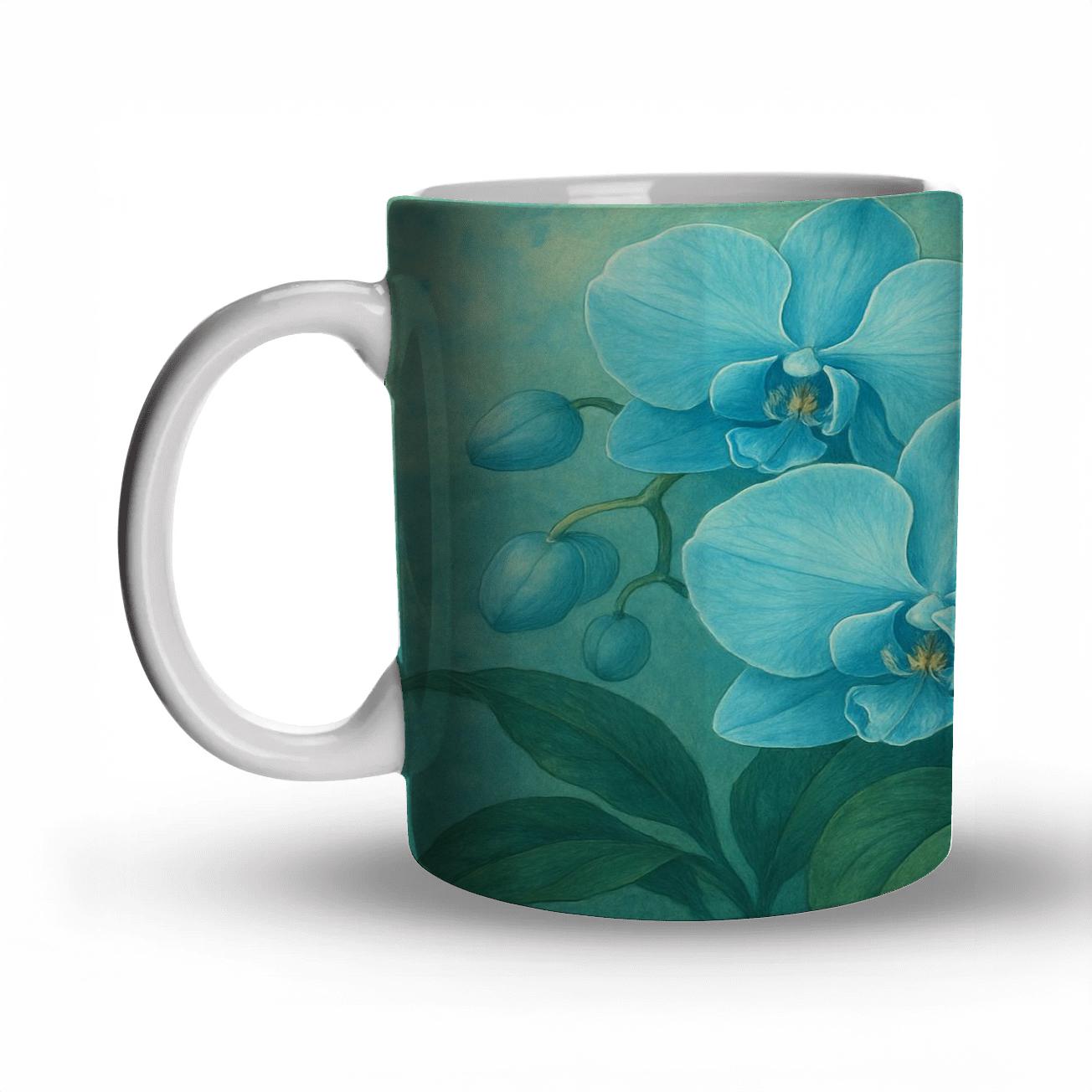 Cerulean Orchid Harmony ceramic coffee mugs