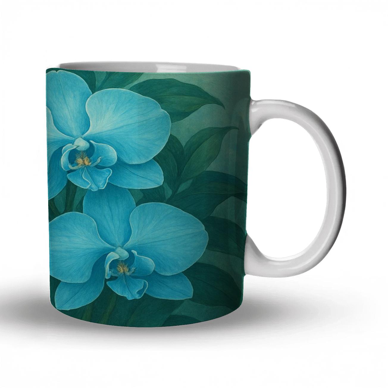 Cerulean Orchid Harmony ceramic coffee mugs