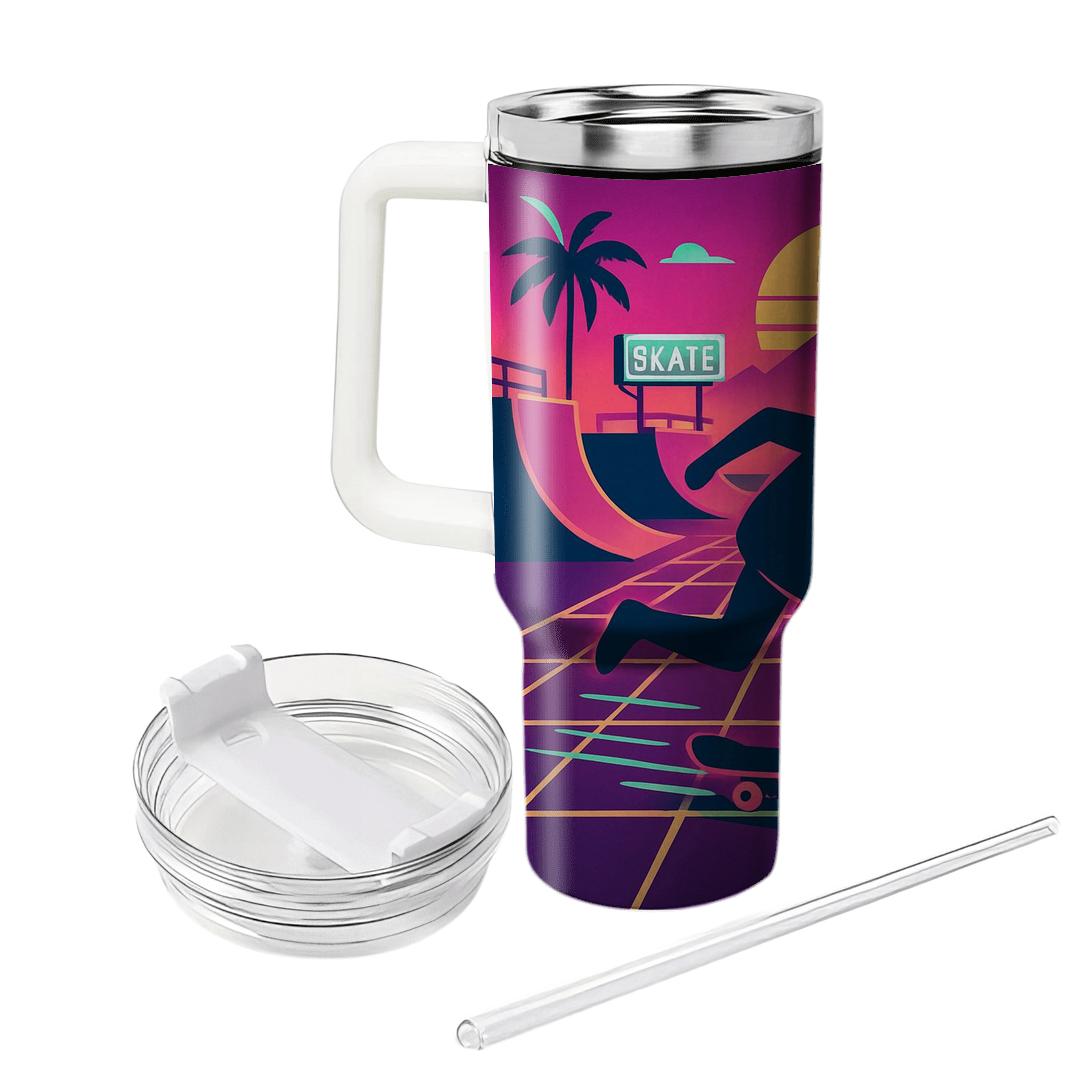 Neon Grid Skatepark personalized tumblers