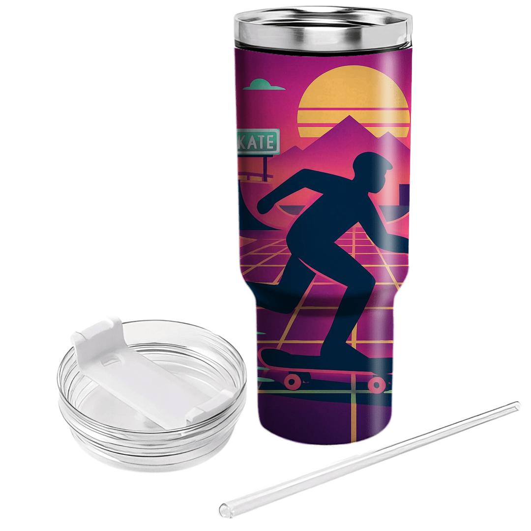 Neon Grid Skatepark personalized tumblers