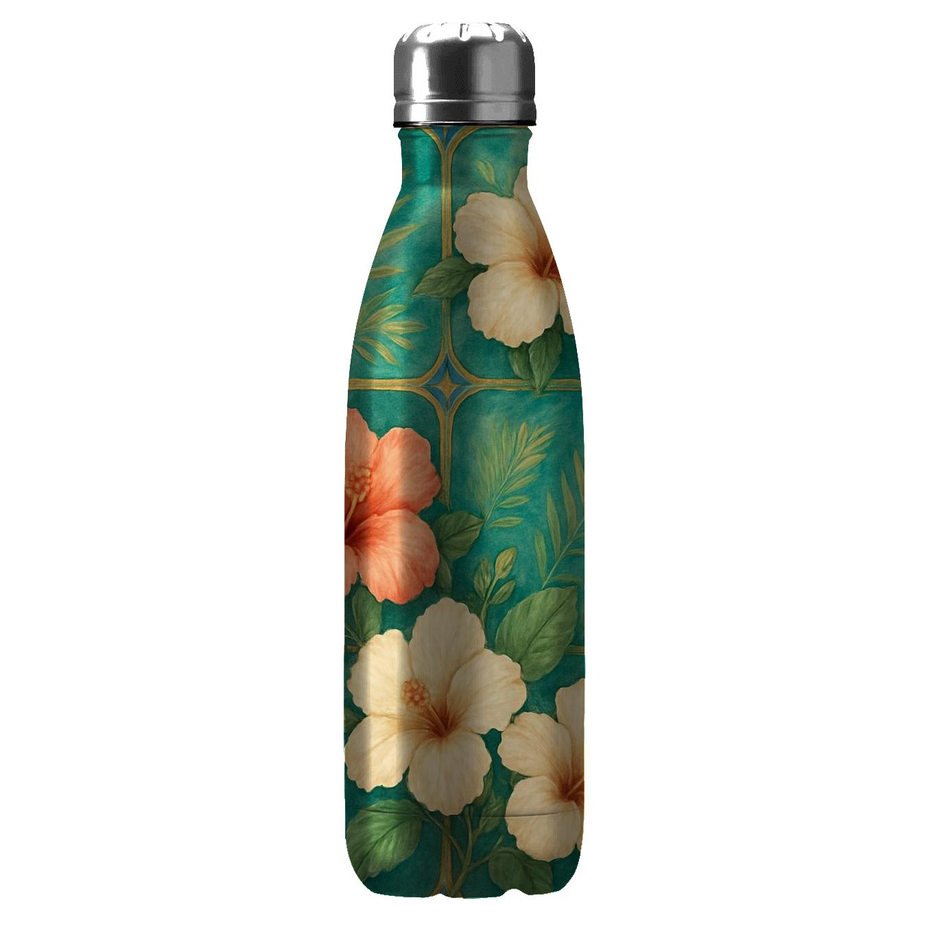 Verdant Hibiscus Mosaic water bottles with lids