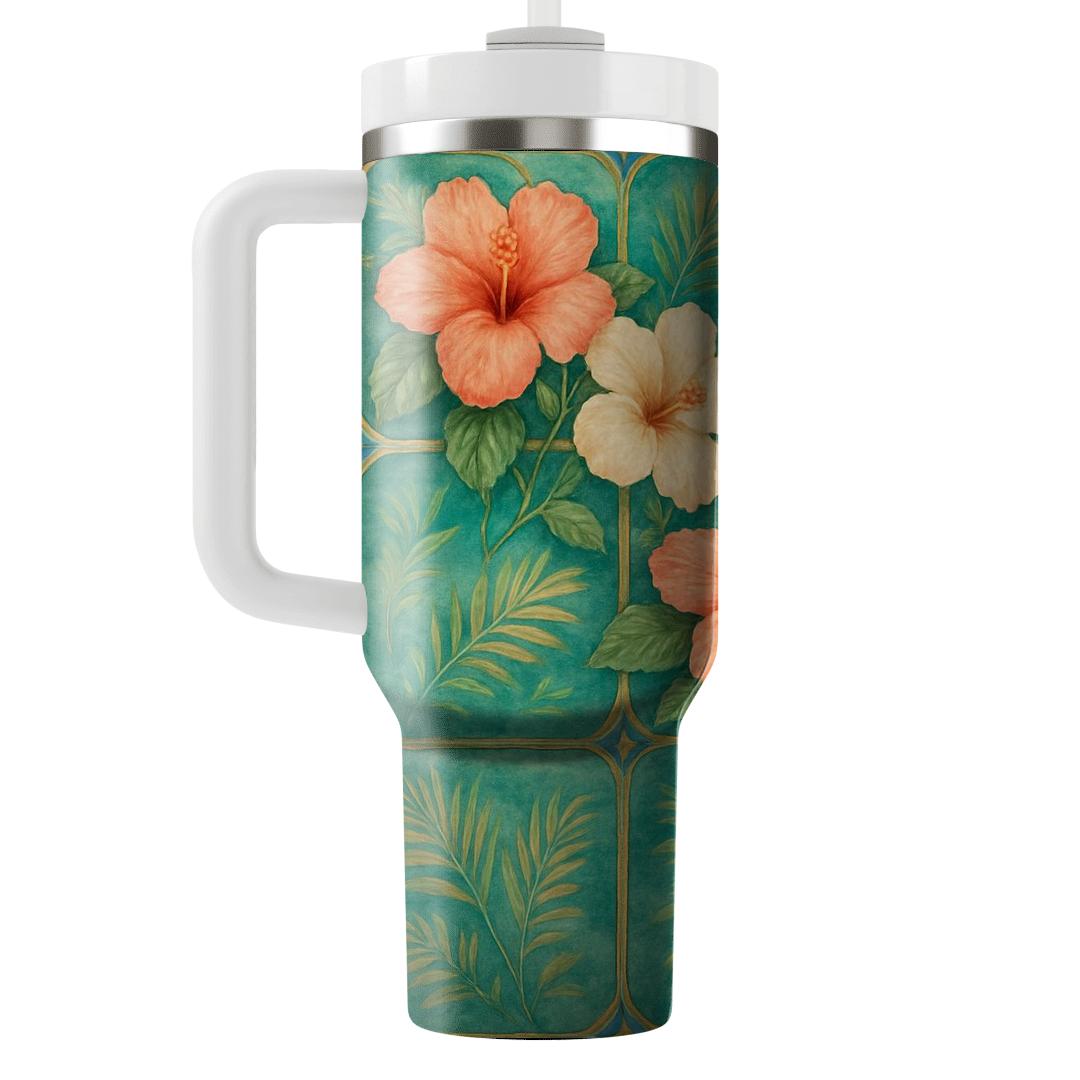 Verdant Hibiscus Mosaic custom tumblers