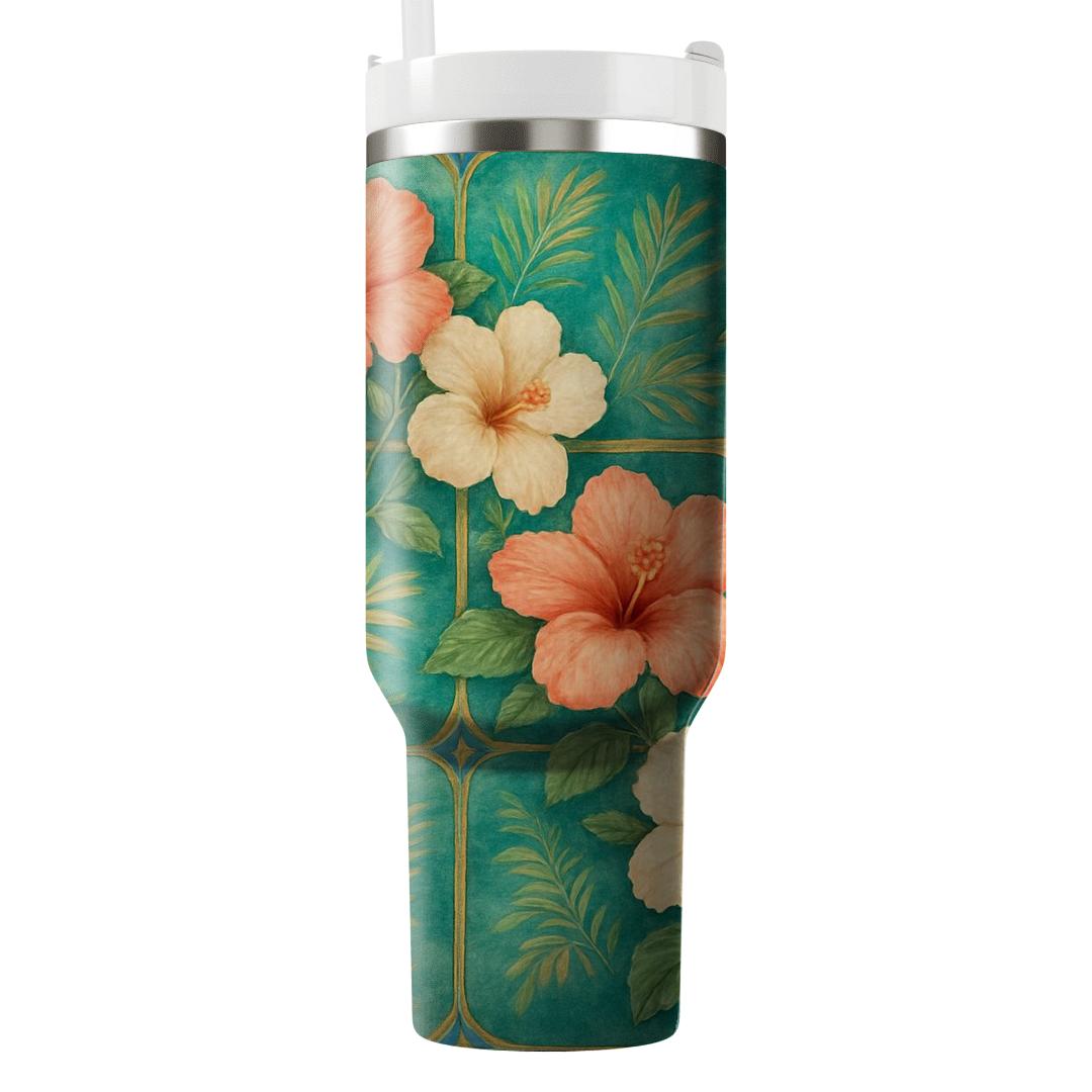 Verdant Hibiscus Mosaic custom tumblers