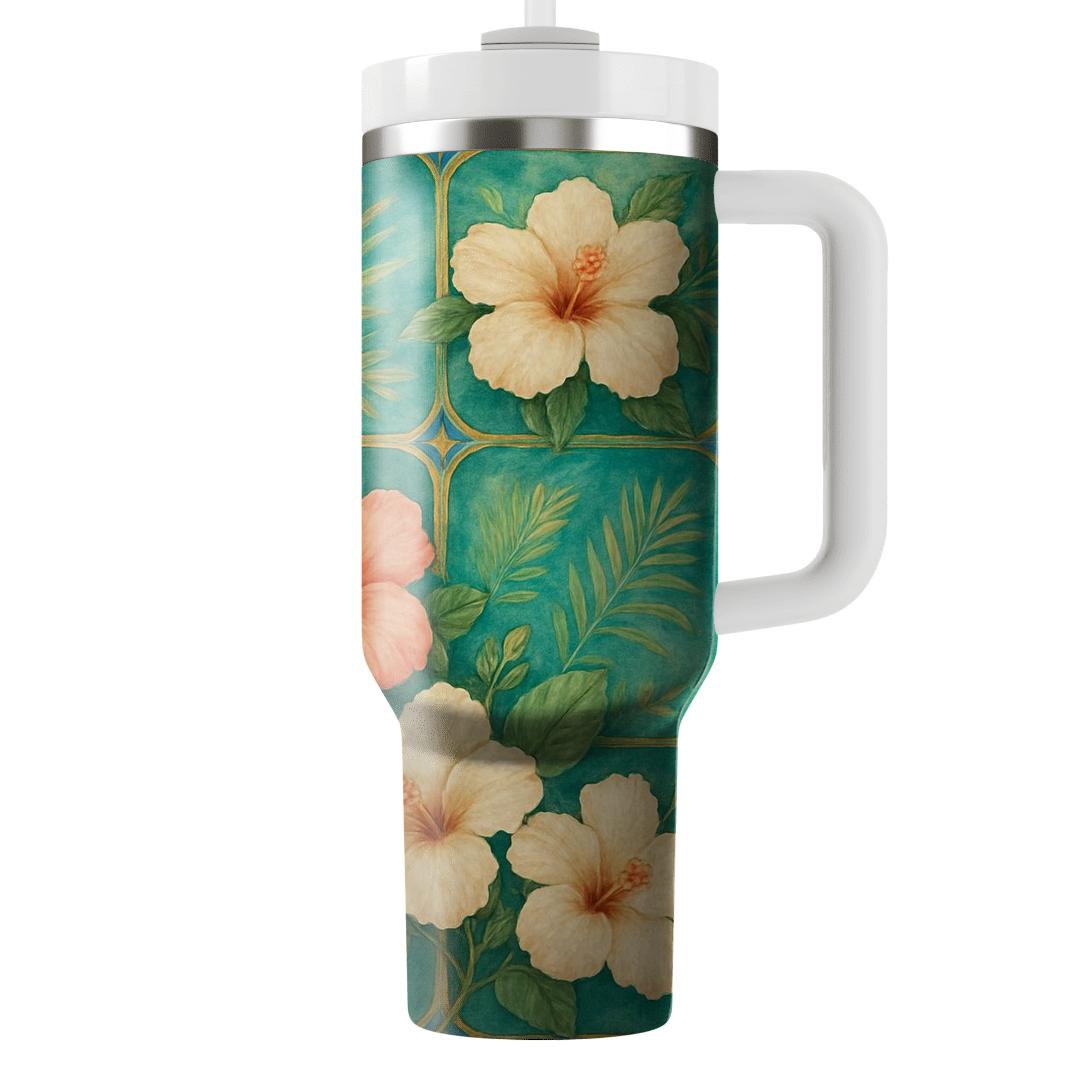 Verdant Hibiscus Mosaic custom tumblers
