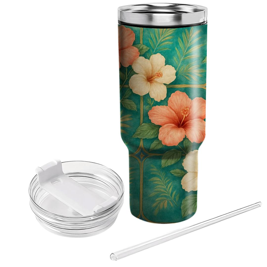 Verdant Hibiscus Mosaic custom tumblers