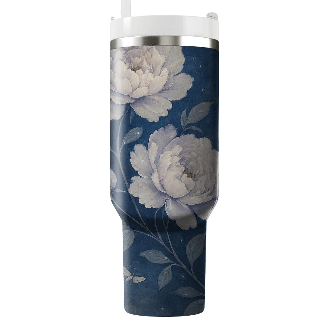 Moonlit Peony Cascade tumblers with lids