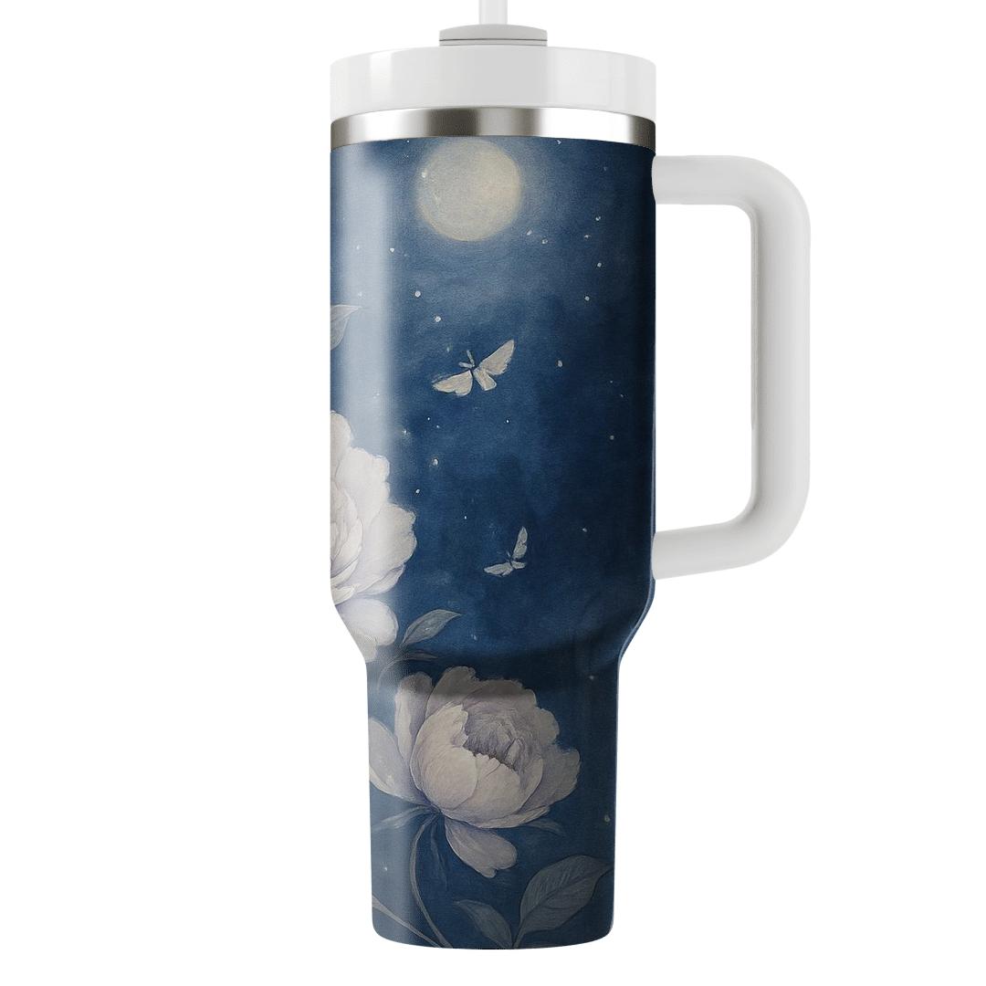 Moonlit Peony Cascade tumblers with lids