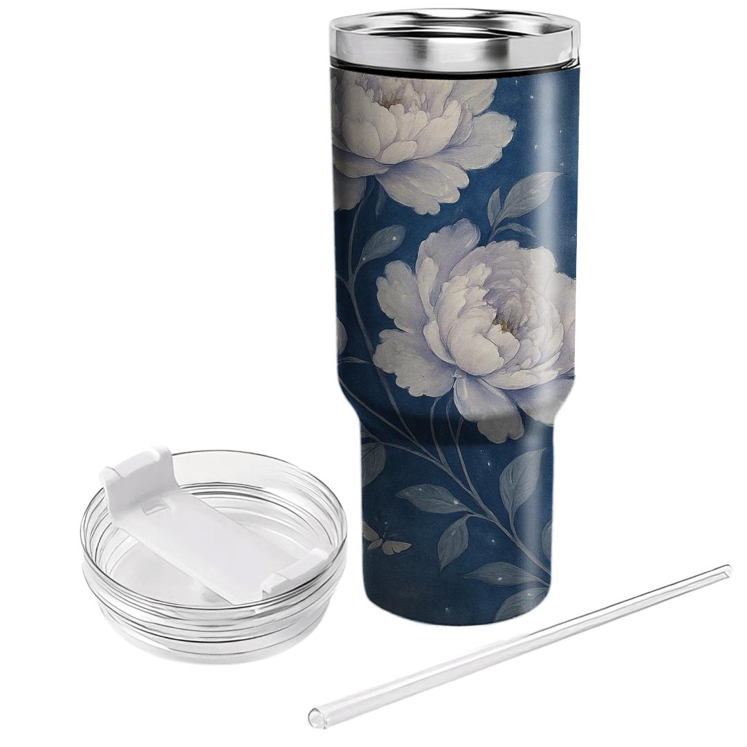Moonlit Peony Cascade tumblers with lids