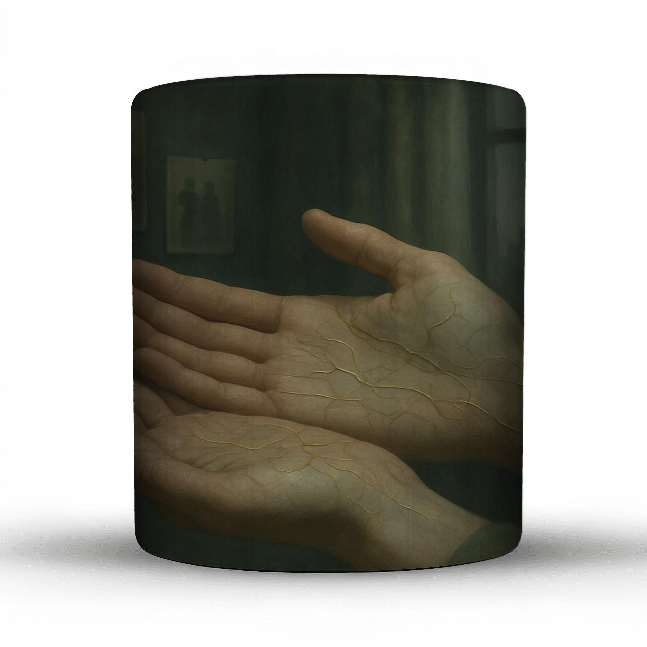 The Map Woven Into Her Hands custom printed mugs
