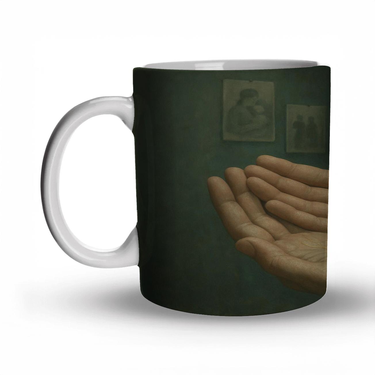 The Map Woven Into Her Hands custom printed mugs