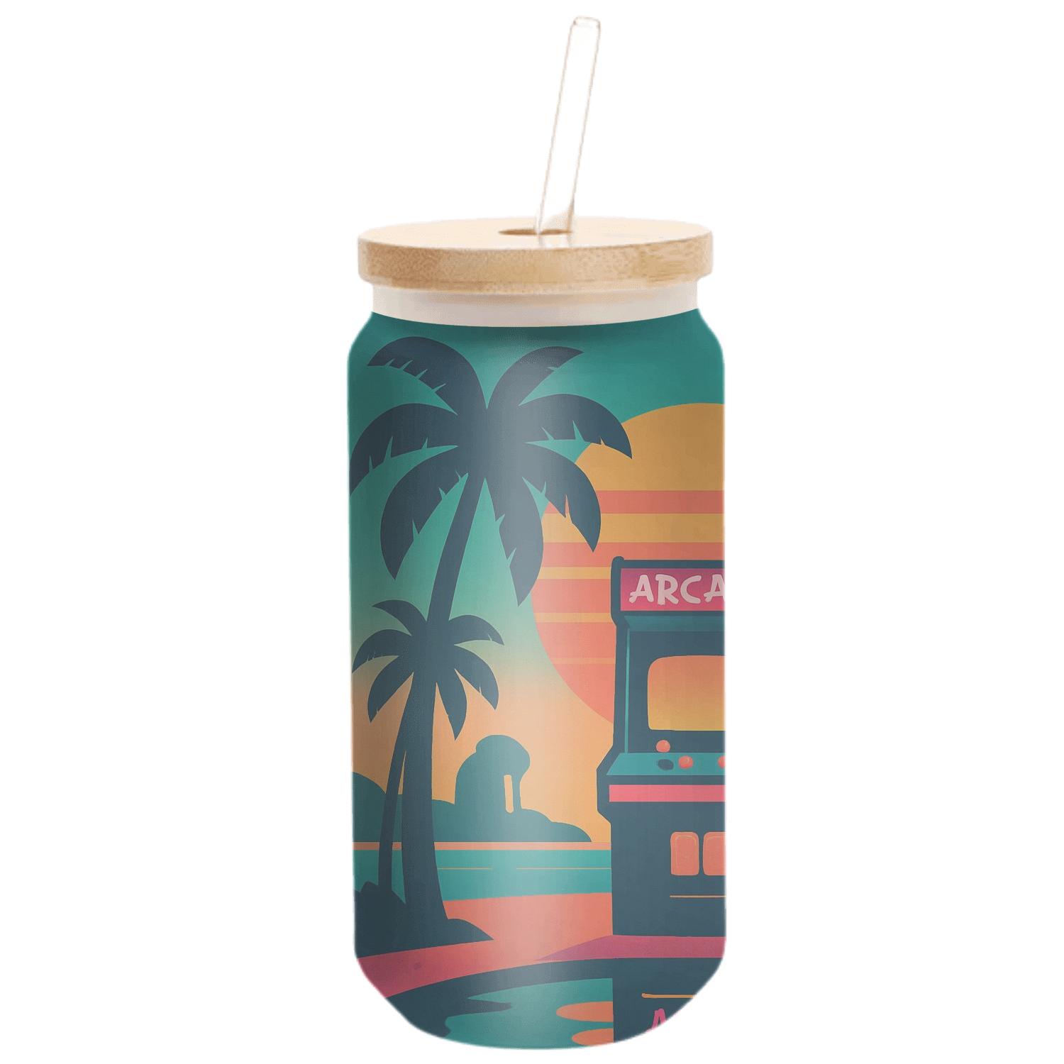 Neon Palm Arcade artisan blown glass drinkware