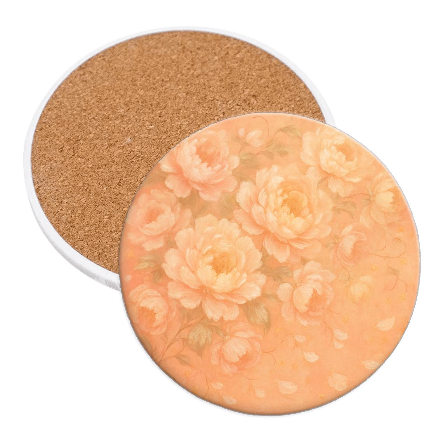 Sunrise Peony Tapestry cork coaster sets