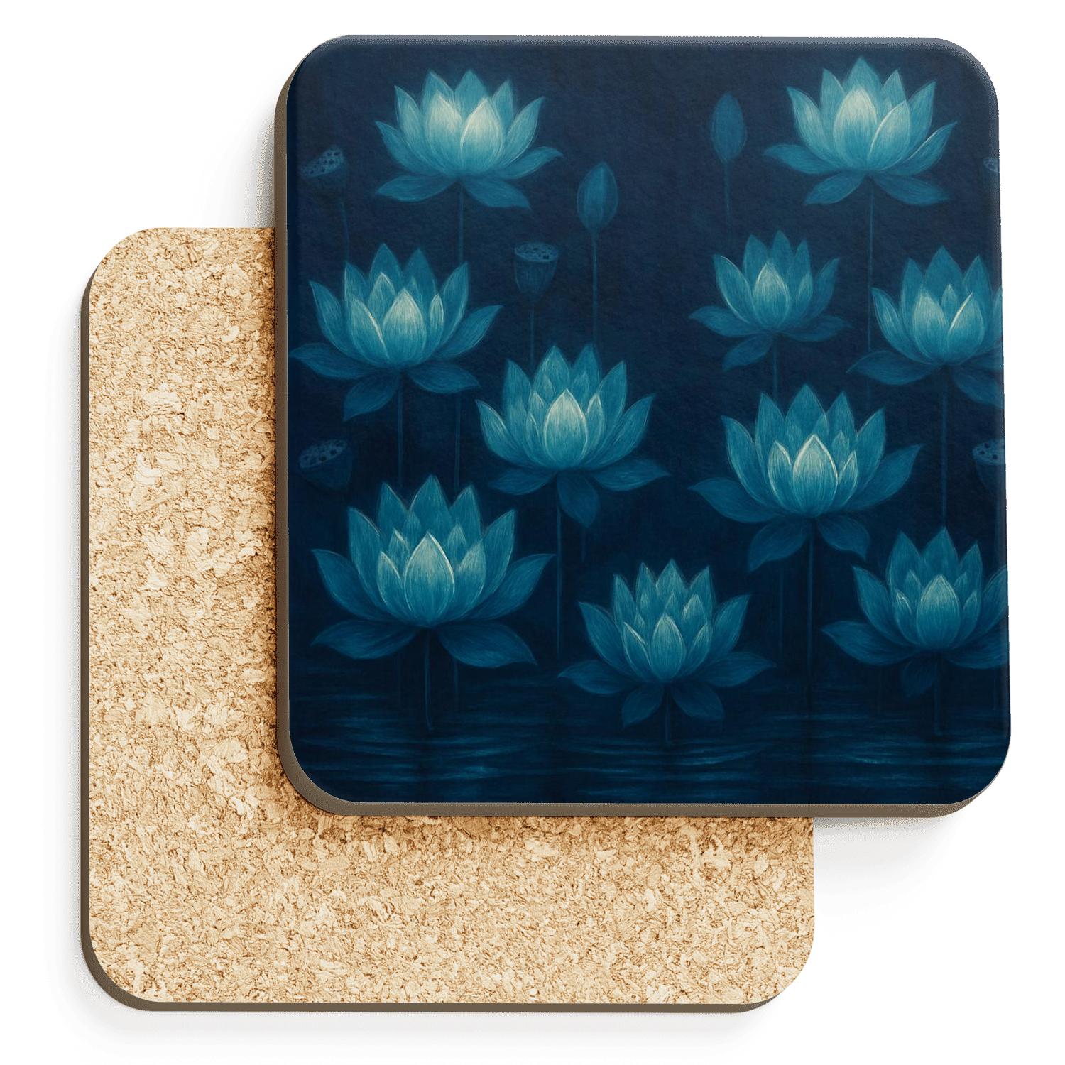 Midnight Lotus Mirage coasters for home decor