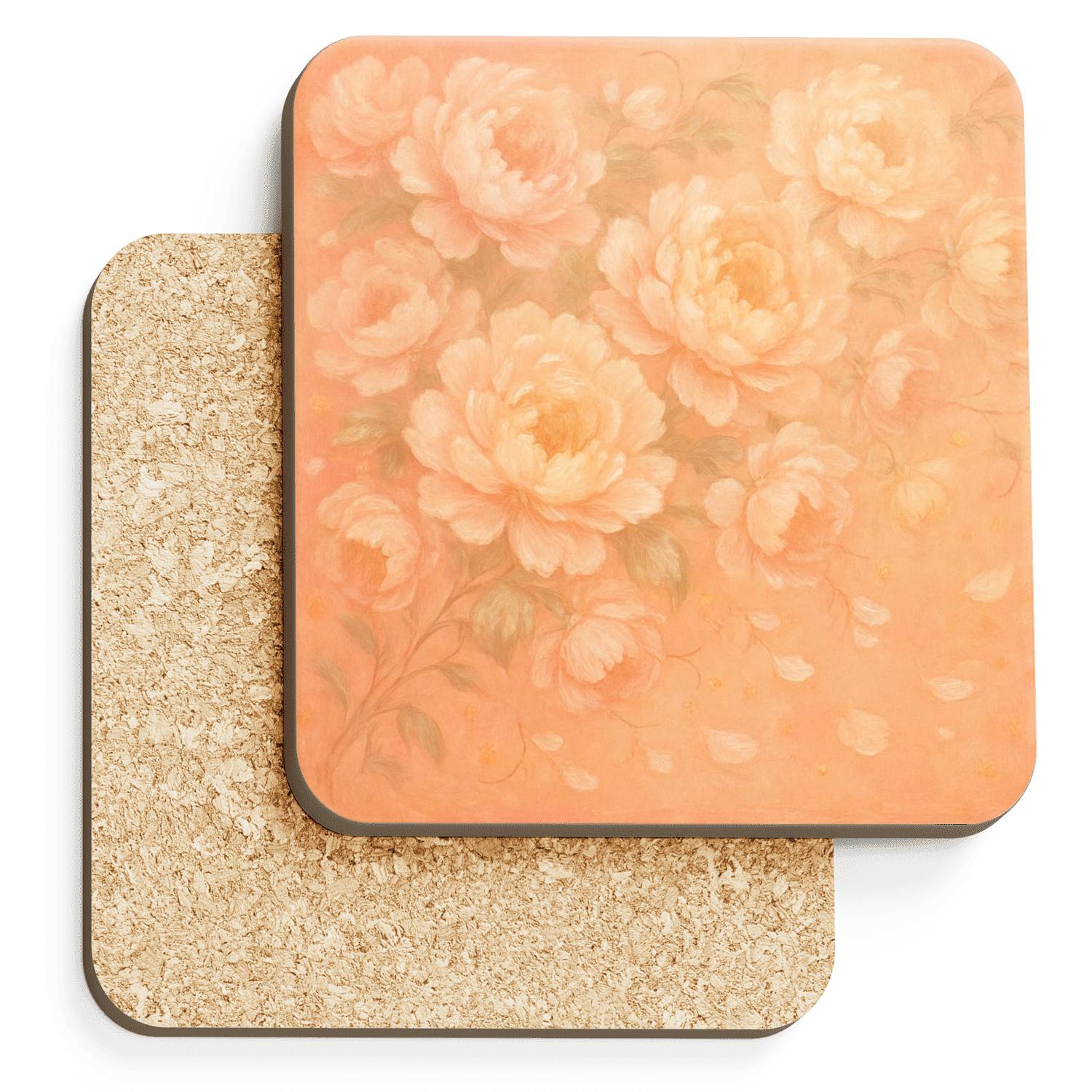 Sunrise Peony Tapestry cork coaster sets