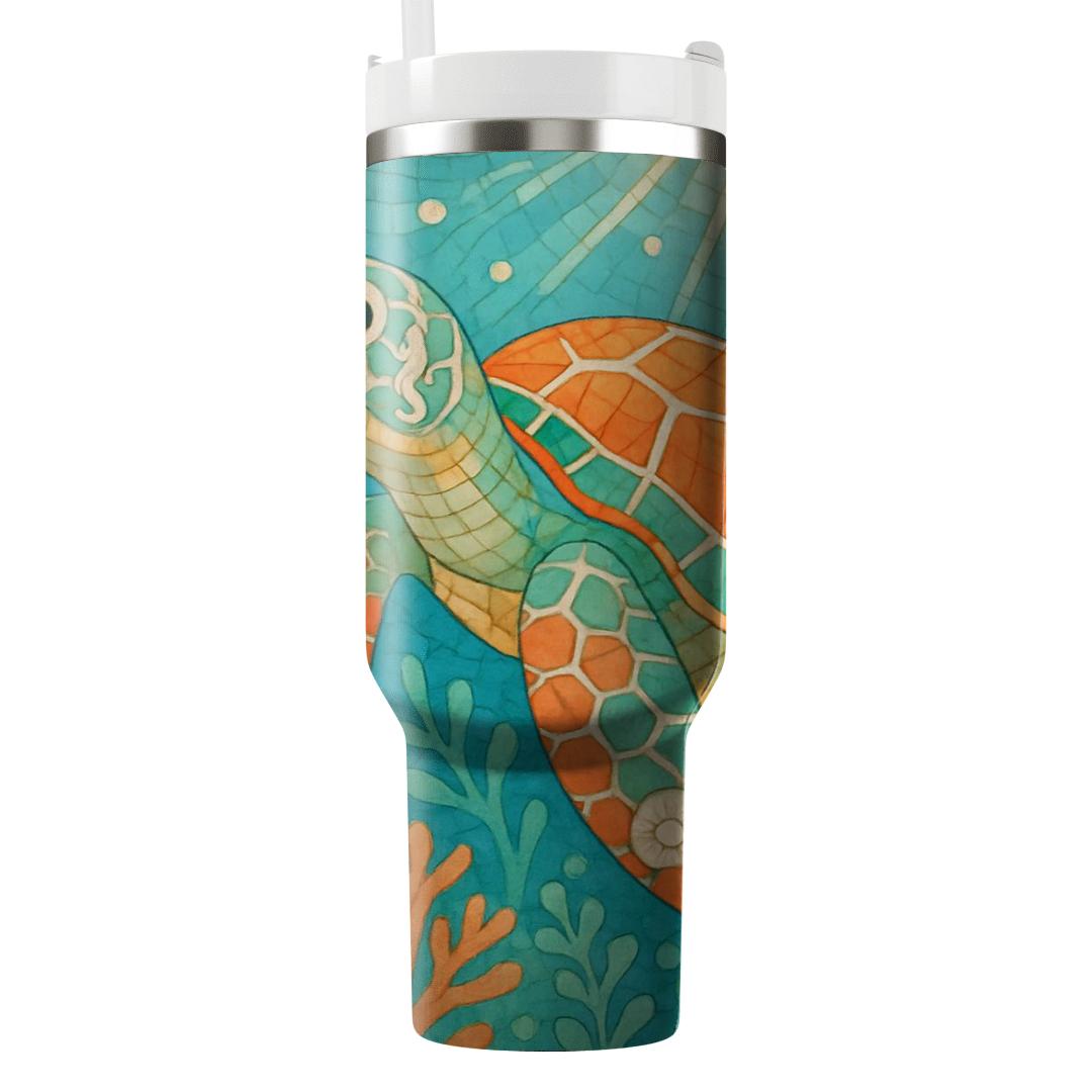 Coral Reef Turtle Mosaic custom tumblers
