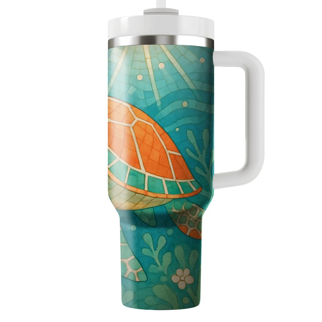 Coral Reef Turtle Mosaic custom tumblers