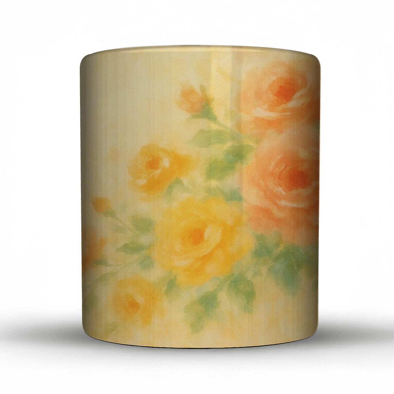 Sunrise Rose Cascade travel mugs with handles