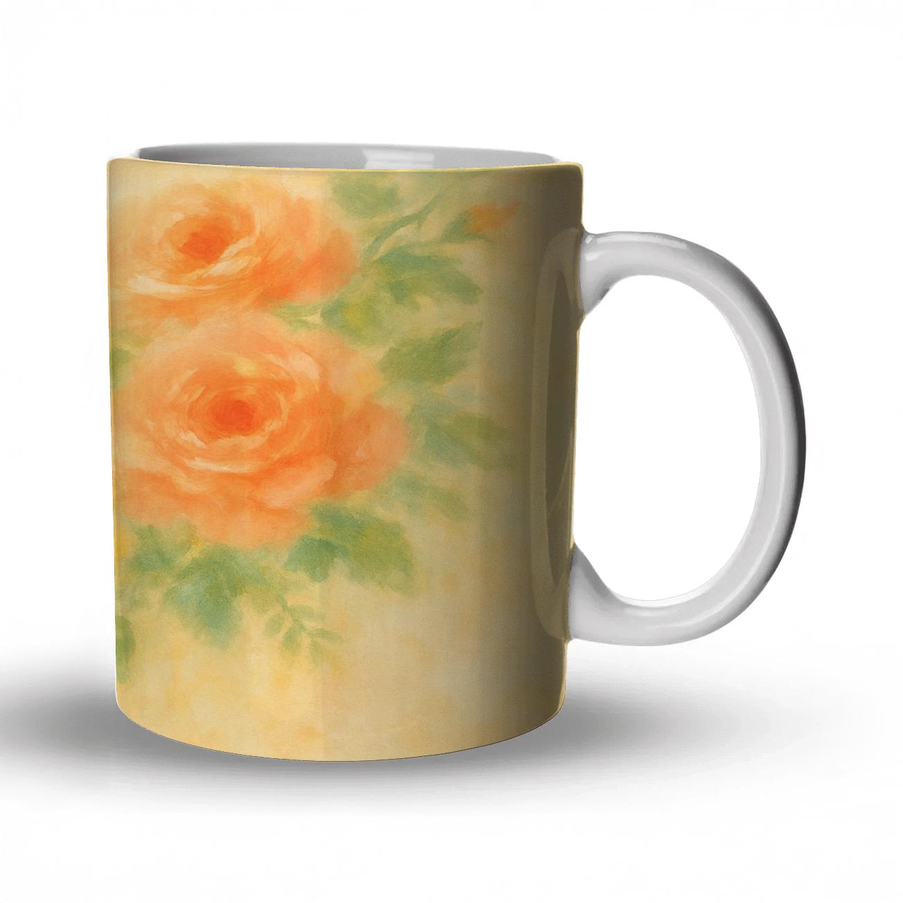 Sunrise Rose Cascade travel mugs with handles