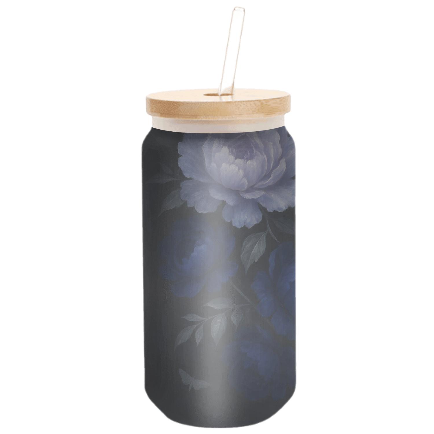 Moonlit Peony Cascade artisan blown glass drinkware
