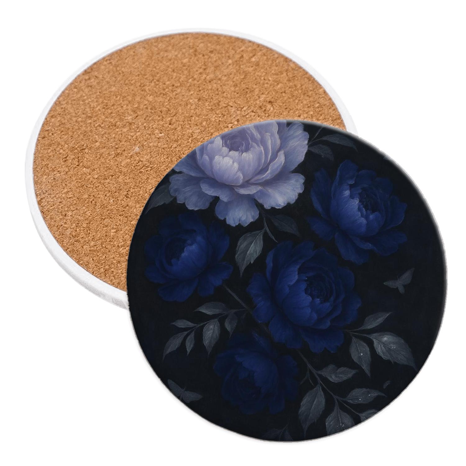 Moonlit Peony Cascade custom engraved coasters