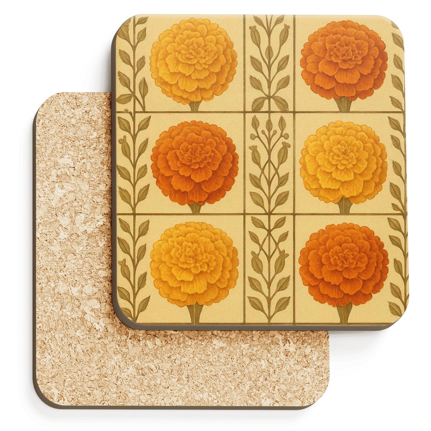 Vintage Marigold Mosaic elegant tabletop coasters