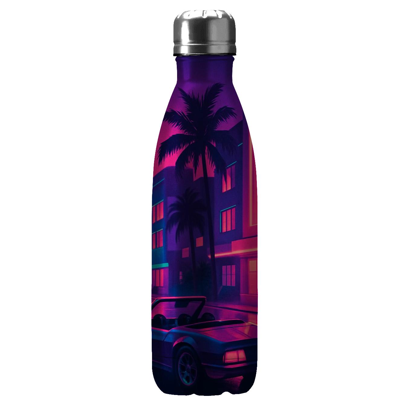 Miami Night Palms decorative water bottles