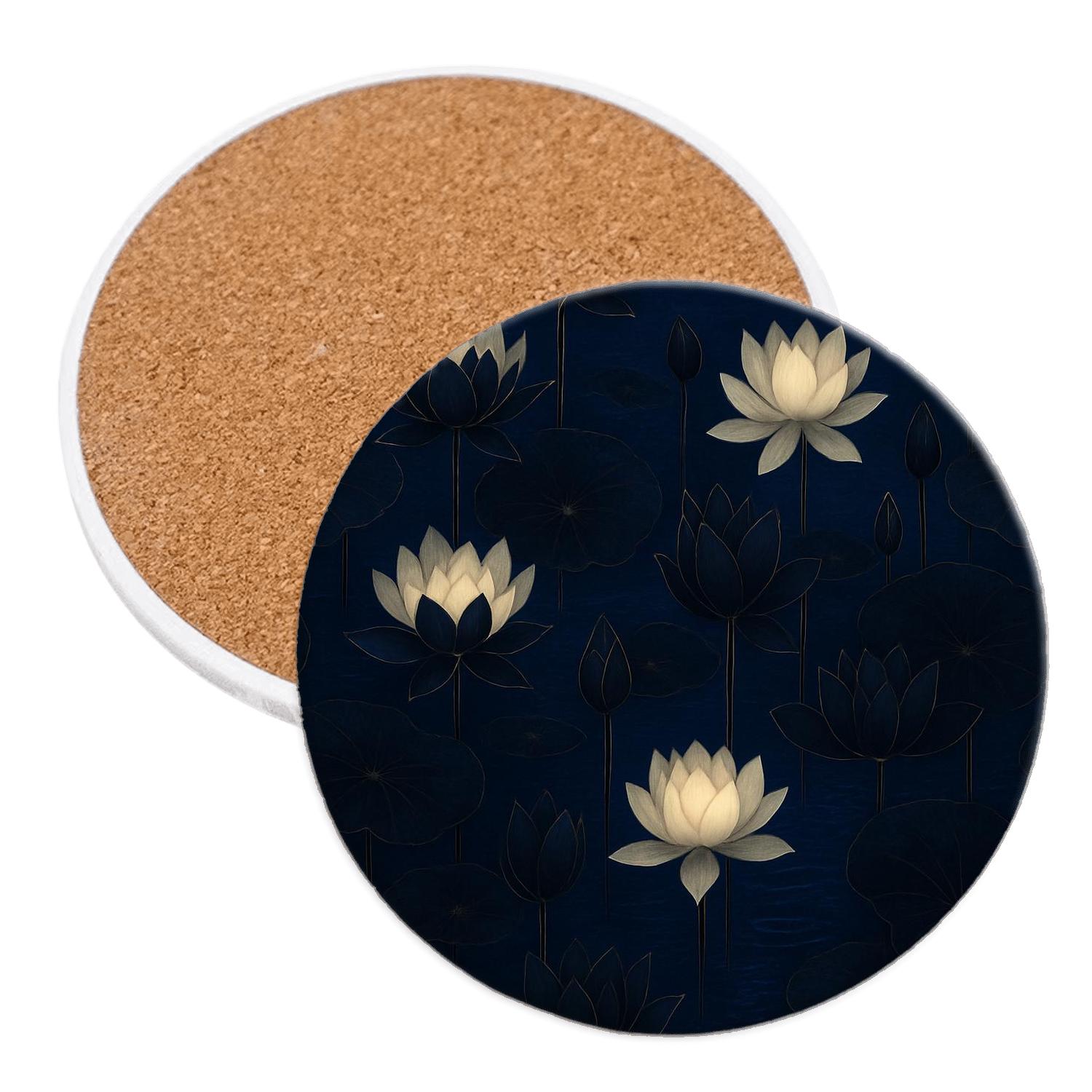 Midnight Lotus Cascade custom engraved coasters