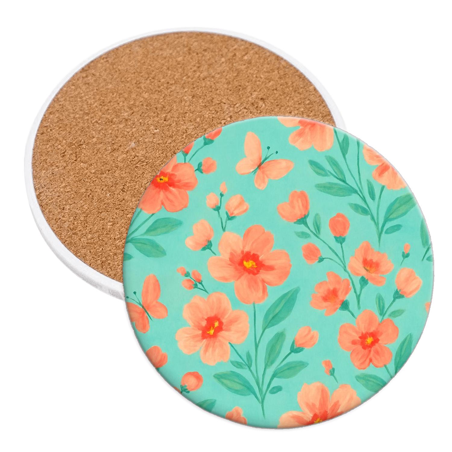 Sunlit Coral Garden coasters for home decor