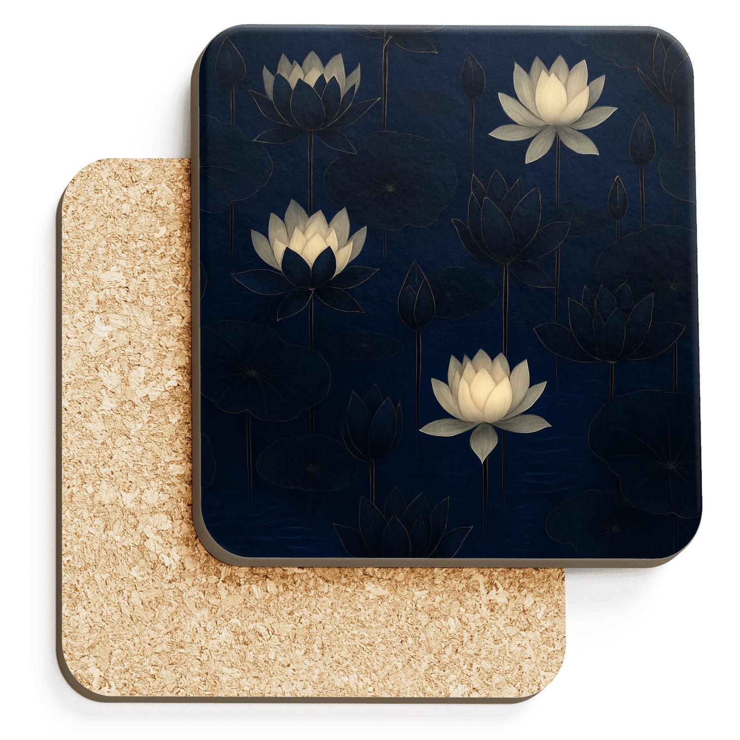 Midnight Lotus Cascade personalized drink coasters