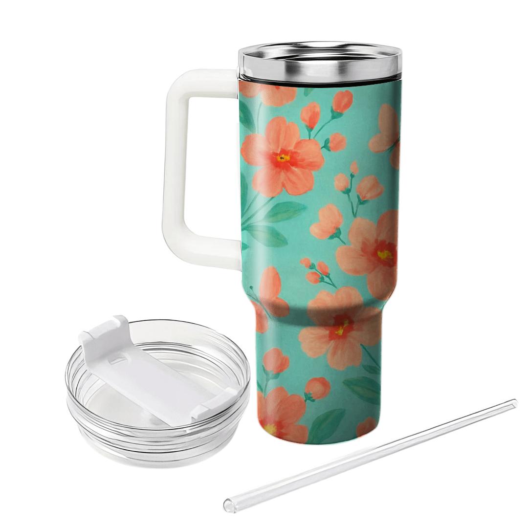 Sunlit Coral Garden tumblers with lids