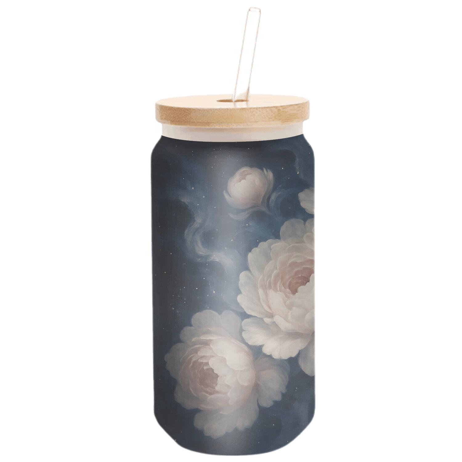 Midnight Nebula Peonies premium crystal drinkware