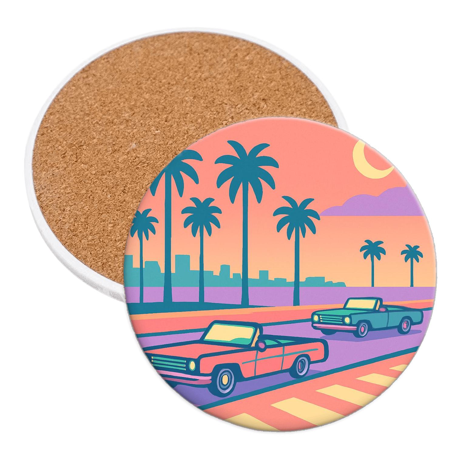 Pastel Miami Night custom engraved coasters
