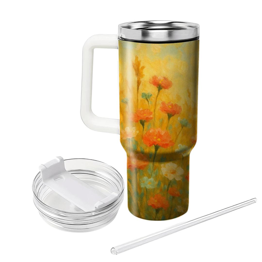 Sunlit Prairie Wildflowers tumblers with lids